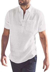 img 4 attached to 👔 Cotton Summer Casual Men's Shirts with Sleeves