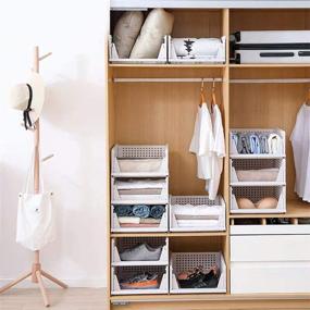 img 3 attached to 📦 Efficient Stackable Closet Wardrobe Storage Box Organizer: Easy Open and Folding, Plastic White Shelves Pull Out Like a Drawer, Ideal for Home, Bedroom, Kitchen