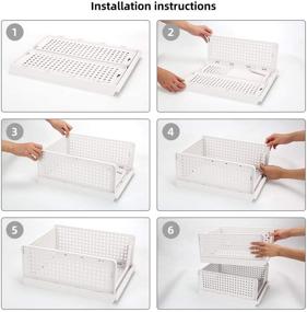 img 1 attached to 📦 Efficient Stackable Closet Wardrobe Storage Box Organizer: Easy Open and Folding, Plastic White Shelves Pull Out Like a Drawer, Ideal for Home, Bedroom, Kitchen