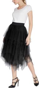 img 1 attached to 👗 Elegant Mesh Layered Tulle Midi Skirt for Women - Sheer Tutu Skirt