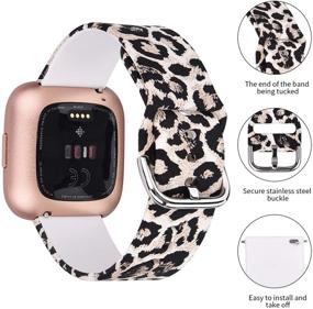 img 3 attached to 🐆 QINGQING Леопардовый печатный силиконовый ремешок для Fitbit Versa: Стильный женский запасной браслет