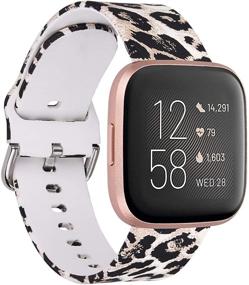 img 4 attached to 🐆 QINGQING Леопардовый печатный силиконовый ремешок для Fitbit Versa: Стильный женский запасной браслет