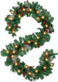 img 4 attached to 🎄 JoyBest 9-Foot Battery Operated Prelit Christmas Garland - 100 LED Greenery Lighted Pine Garland for Outdoor & Indoor Holiday Decorations - Xmas Mantle Garland (Warm White)