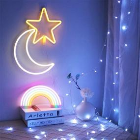 img 1 attached to Eye-Catching LED Star Neon Sign Light: Warm White Wall Decor, Battery/USB Operated Lamp - Perfect for Home, Kids Room, Bar, Festive Party, Christmas, Wedding