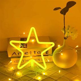 img 2 attached to Eye-Catching LED Star Neon Sign Light: Warm White Wall Decor, Battery/USB Operated Lamp - Perfect for Home, Kids Room, Bar, Festive Party, Christmas, Wedding