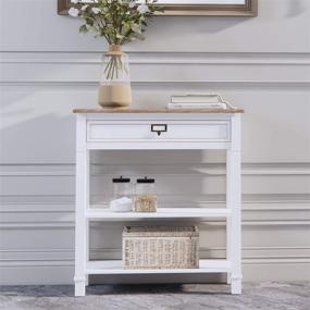 img 4 attached to 🤍 White 3 Tier Console Table with Drawer and Open Storage Shelf - Ideal Accent Sofa Table for Living Room Entryway Hallway - by oneinmil