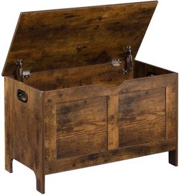 img 4 attached to DINZI LVJ Storage Chest: Sturdy Rustic Brown Trunk with Lift Top & Safety Hinges - Ideal for Living Room, Bedroom, and Toddler Room Storage