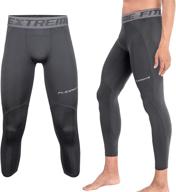 🩳 fitextreme men's compression 3/4 pants: cool dry mesh panel baselayer leggings for optimal performance логотип