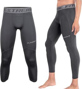 img 4 attached to 🩳 FITEXTREME Men's Compression 3/4 Pants: Cool Dry Mesh Panel Baselayer Leggings for Optimal Performance