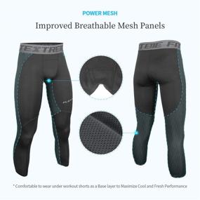 img 3 attached to 🩳 FITEXTREME Men's Compression 3/4 Pants: Cool Dry Mesh Panel Baselayer Leggings for Optimal Performance