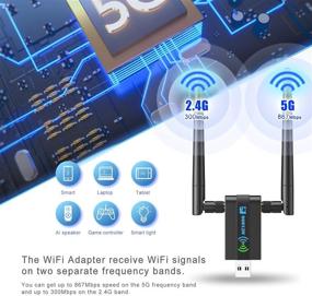 img 2 attached to Wireless USB WiFi Adapter for Windows 10/8.1/8/7/XP, MAC, Linux - 802.11ac Dual Antenna 1200M 5G/2.4G - Gaming Desktop/Laptop WiFi Adapter