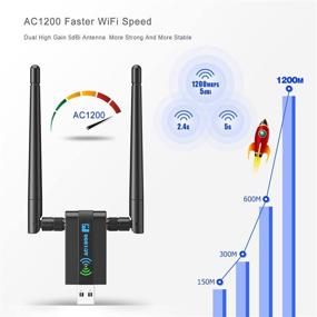 img 3 attached to Wireless USB WiFi Adapter for Windows 10/8.1/8/7/XP, MAC, Linux - 802.11ac Dual Antenna 1200M 5G/2.4G - Gaming Desktop/Laptop WiFi Adapter