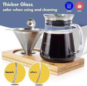 img 1 attached to ☕ Aquach Pour Over Coffee Maker Set | Extra Large Coffee Dripper, 28 oz Glass Carafe | Stainless Steel Coffee Scoop & Bamboo Storage Tray | Unique Set for Home or Office