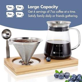 img 2 attached to ☕ Aquach Pour Over Coffee Maker Set | Extra Large Coffee Dripper, 28 oz Glass Carafe | Stainless Steel Coffee Scoop & Bamboo Storage Tray | Unique Set for Home or Office