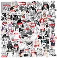 50pcs waifu stickers: sexy anime cartoon girls - vinyl waterproof decals for adults, girls - laptop, water bottle, car, skateboard logo
