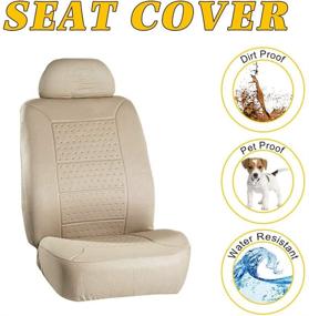 img 3 attached to OCPTY Car Seat Cover: Stretchy Universal Cushion for Most Cars | Breathable & Washable | Headrest included | Durable and Stylish Beige Design