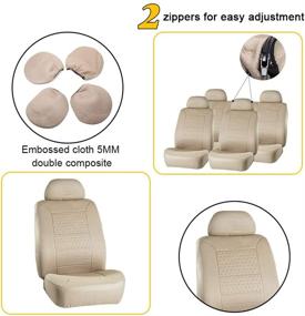 img 2 attached to OCPTY Car Seat Cover: Stretchy Universal Cushion for Most Cars | Breathable & Washable | Headrest included | Durable and Stylish Beige Design