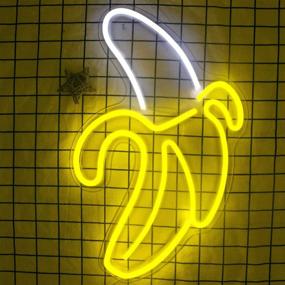 img 1 attached to 🍌 Warm Yellow Banana LED Neon Lights - Decorative Neon Signs for Christmas Room, Kids Bedroom, Birthday Party, Bar Decor - 11''x19.7'' Neon Wall Art