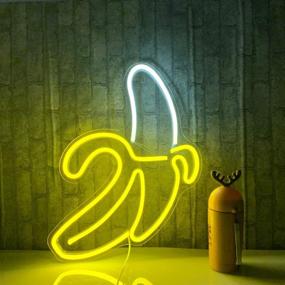 img 4 attached to 🍌 Warm Yellow Banana LED Neon Lights - Decorative Neon Signs for Christmas Room, Kids Bedroom, Birthday Party, Bar Decor - 11''x19.7'' Neon Wall Art