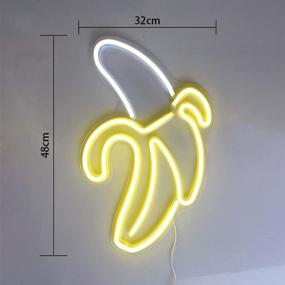 img 2 attached to 🍌 Warm Yellow Banana LED Neon Lights - Decorative Neon Signs for Christmas Room, Kids Bedroom, Birthday Party, Bar Decor - 11''x19.7'' Neon Wall Art