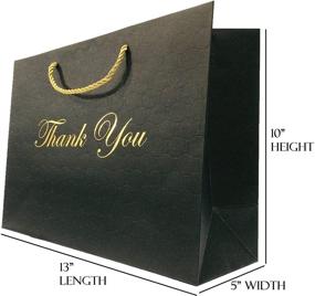 img 3 attached to 🛍️ 12 Pack of Large Black Thank You Bags - Premium Quality Matte Boutique Black Paper Gift Bags with Handles - 13x5x10 - Fancy Gold Foil - Modern Merchandise Bags for Wigs, Shoes, Clothing, and Shopping