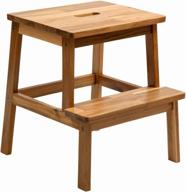 🪜 beefurni rectangular 2 steps ladder: sturdy acacia wood footstool furniture for rustic home décor and stylish kids room decorations logo