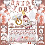 💍 bridal shower decorations naughty, rose gold bachelorette party supplies kit - bachelorette veil, bride-to-be sash &amp; balloons, photobooth props, tiara tattoos, table runner logo