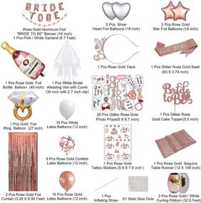 img 3 attached to 💍 Bridal Shower Decorations Naughty, Rose Gold Bachelorette Party Supplies Kit - Bachelorette Veil, Bride-to-Be Sash &amp; Balloons, Photobooth Props, Tiara Tattoos, Table Runner