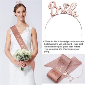 img 2 attached to 💍 Bridal Shower Decorations Naughty, Rose Gold Bachelorette Party Supplies Kit - Bachelorette Veil, Bride-to-Be Sash &amp; Balloons, Photobooth Props, Tiara Tattoos, Table Runner