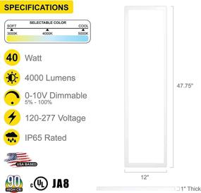 img 3 attached to 💡 Поверхностный светодиодный светильник NUWATT размером 1x4 фт (2 шт) - 3 Цветовые температуры 3000K 4000K 5000K, регулируемая яркость, монтируется накладным способом на потолок, 120-277 В