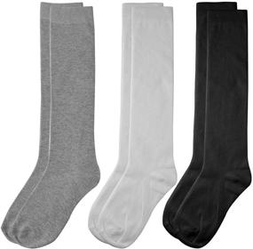 img 1 attached to School Uniform Cotton Knee High Socks for Girls and Boys - Topbuti Pack of 3