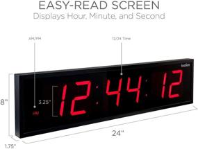 img 2 attached to 🕰️ Ivation Huge 24" Inch Large Big Oversized Digital LED Clock with Stopwatch, Alarms, Countdown Timer & Temp - Shelf or Wall Mount (Red): 6-Level Brightness, Mounting Holes & Hardware – A versatile and brilliantly illuminated timepiece