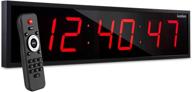 🕰️ ivation huge 24" inch large big oversized digital led clock with stopwatch, alarms, countdown timer & temp - shelf or wall mount (red): 6-level brightness, mounting holes & hardware – a versatile and brilliantly illuminated timepiece logo