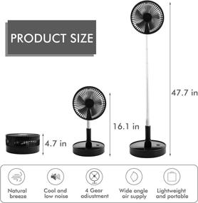 img 3 attached to 🌬️ Formemory Telescopic Fan Stand, Portable Rechargeable Table Floor Fan with 4 Speeds, Quiet Remote Control for Office, Home, Outdoor Camping - USB Fan (Black)