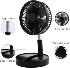 img 1 attached to 🌬️ Formemory Telescopic Fan Stand, Portable Rechargeable Table Floor Fan with 4 Speeds, Quiet Remote Control for Office, Home, Outdoor Camping - USB Fan (Black)