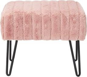 img 3 attached to 🛋️ Cozy and Chic: Home Soft Things Super Mink Faux Fur Pink Ottoman Bench - Stylish Living Room Foot Rest Stool, Entryway Makeup Bench, and Bedroom Decor Accent - Rose Smoke, 19"x13"x17