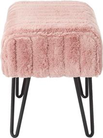 img 2 attached to 🛋️ Cozy and Chic: Home Soft Things Super Mink Faux Fur Pink Ottoman Bench - Stylish Living Room Foot Rest Stool, Entryway Makeup Bench, and Bedroom Decor Accent - Rose Smoke, 19"x13"x17