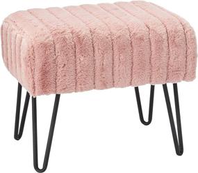 img 4 attached to 🛋️ Cozy and Chic: Home Soft Things Super Mink Faux Fur Pink Ottoman Bench - Stylish Living Room Foot Rest Stool, Entryway Makeup Bench, and Bedroom Decor Accent - Rose Smoke, 19"x13"x17