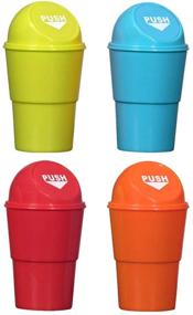 img 2 attached to 🚗 Hammont Mini Car Trash Cans - 4 Pack of Assorted Color Garbage Bins with Lid for Cars - Convenient Small Containers (Red, Blue, Yellow & Orange)