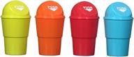 🚗 hammont mini car trash cans - 4 pack of assorted color garbage bins with lid for cars - convenient small containers (red, blue, yellow & orange) logo