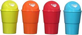 img 4 attached to 🚗 Hammont Mini Car Trash Cans - 4 Pack of Assorted Color Garbage Bins with Lid for Cars - Convenient Small Containers (Red, Blue, Yellow & Orange)