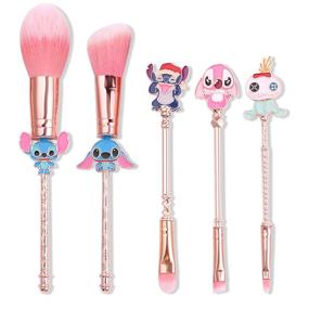 img 4 attached to 🌟 Premium Synthetic Interstellar Baby Makeup Brushes Set + 5Pcs Creative Stitch Theme Cosmetic Brushes Set | Ideal Gift for Young Girls and Women, for Flawless Foundation & Eye Makeup