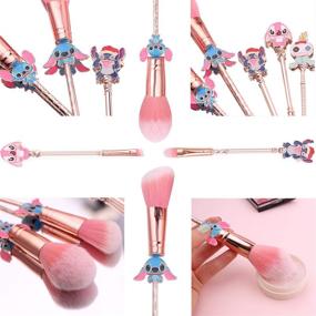 img 2 attached to 🌟 Premium Synthetic Interstellar Baby Makeup Brushes Set + 5Pcs Creative Stitch Theme Cosmetic Brushes Set | Ideal Gift for Young Girls and Women, for Flawless Foundation & Eye Makeup