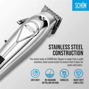 img 1 attached to 🔌 SCHON Rechargeable Hair Clipper and Trimmer for Men, Women, Kids - Stainless Steel Electric Buzzer with Precision Blades, Hair Cutting Kit including 8 Color-Coded Guide Combs