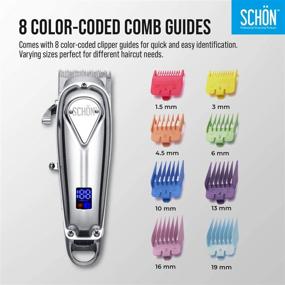 img 2 attached to 🔌 SCHON Rechargeable Hair Clipper and Trimmer for Men, Women, Kids - Stainless Steel Electric Buzzer with Precision Blades, Hair Cutting Kit including 8 Color-Coded Guide Combs