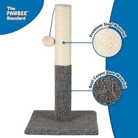 img 1 attached to 🐱 PAWBEE 20” Cat Scratching Post - Sisal Rope Scratcher with Hanging Ball Toy - Stable Base - Ideal Scratching Pole Tower for Small Cats and Kittens