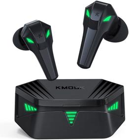 img 4 attached to 🎮 Игровые наушники: KMOUK Bluetooth 5.0 True Wireless наушники с USB-C быстрой зарядкой, красивыми световыми эффектами, режимами музыки и игр, и игровыми наушниками с ультранизкой задержкой в 48 мс