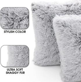 img 2 attached to 🛋️ Cheer Collection Set of 2 Shaggy Long Hair Throw Pillows - Soft & Plush Faux Fur Accent Pillows - 18x18 inches, Gray Ombre: Luxurious & Stylish Home Decor