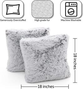 img 3 attached to 🛋️ Cheer Collection Set of 2 Shaggy Long Hair Throw Pillows - Soft & Plush Faux Fur Accent Pillows - 18x18 inches, Gray Ombre: Luxurious & Stylish Home Decor