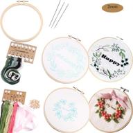 🧵 beginner-friendly 2 pack embroidery kit: plastic embroidery hoops & stamped floral patterns logo